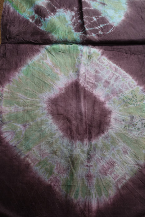 Brown And  Green Double Sided Silk Scarf