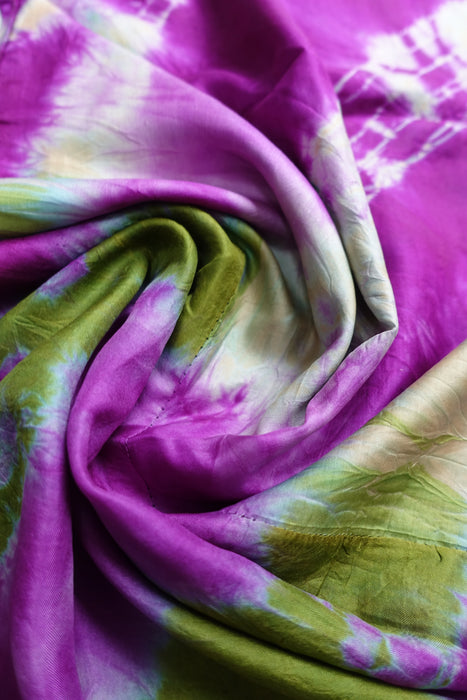 Purple And Green Double Sided Silk Scarf