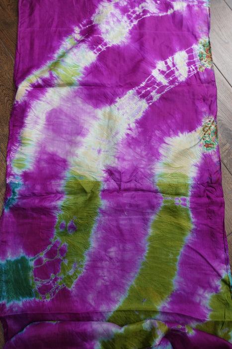 Purple And Green Double Sided Silk Scarf