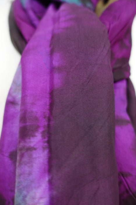 Purple And  Brown Double Sided Silk Scarf
