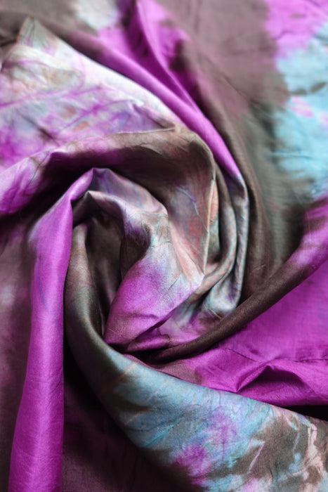 Purple And  Brown Double Sided Silk Scarf