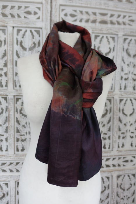 Orange And Green Double Sided Silk Scarf