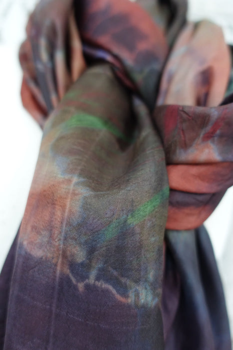 Orange And Green Double Sided Silk Scarf