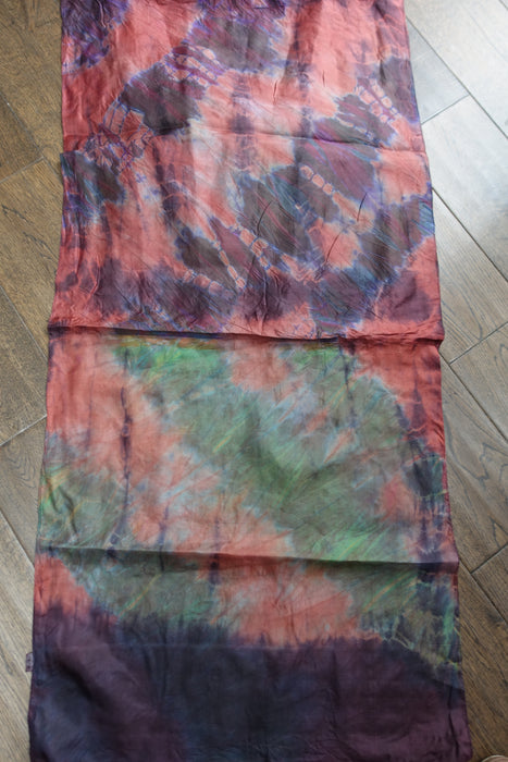 Orange And Green Double Sided Silk Scarf