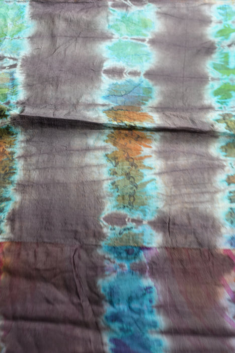 Brown And Teal Double Sided Silk Scarf