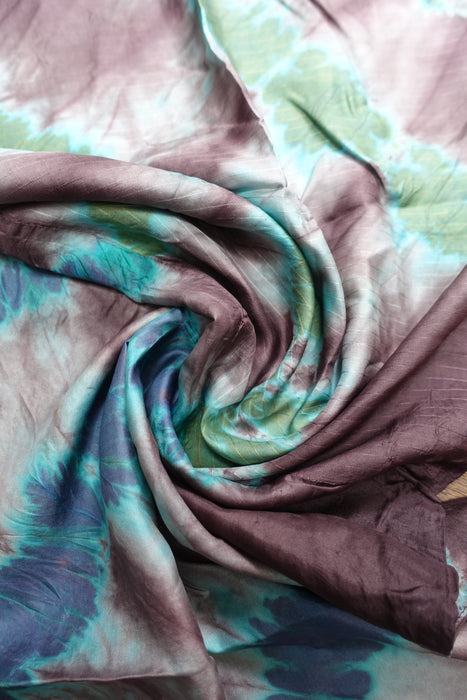 Brown And Teal Double Sided Silk Scarf