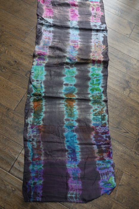 Brown And Teal Double Sided Silk Scarf