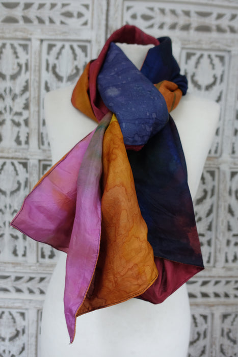 Colourful Double Sided Silk Scarf