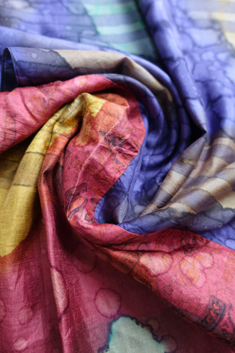 Colourful Double Sided Silk Scarf