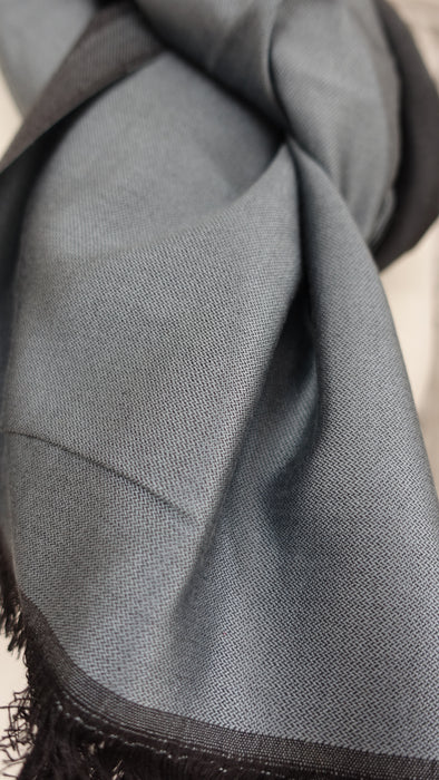 Steel Grey And Black 2 Tone Reversible Pure Silk Scarf - New