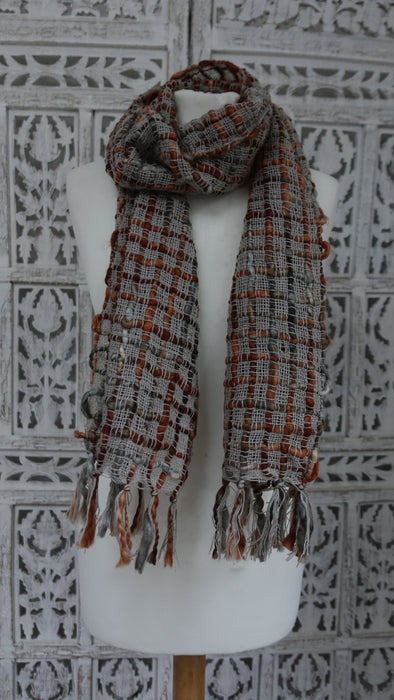 Light Grey Loose Weave Wool Handloom Scarf