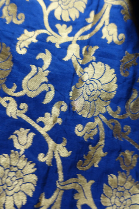 Blue Brocade Fabric - New
