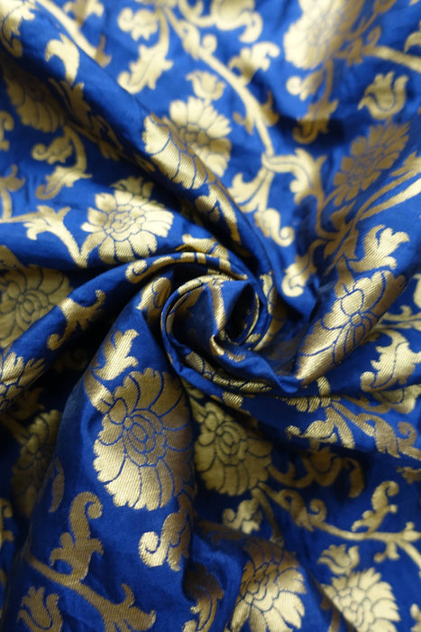 Blue Brocade Fabric - New