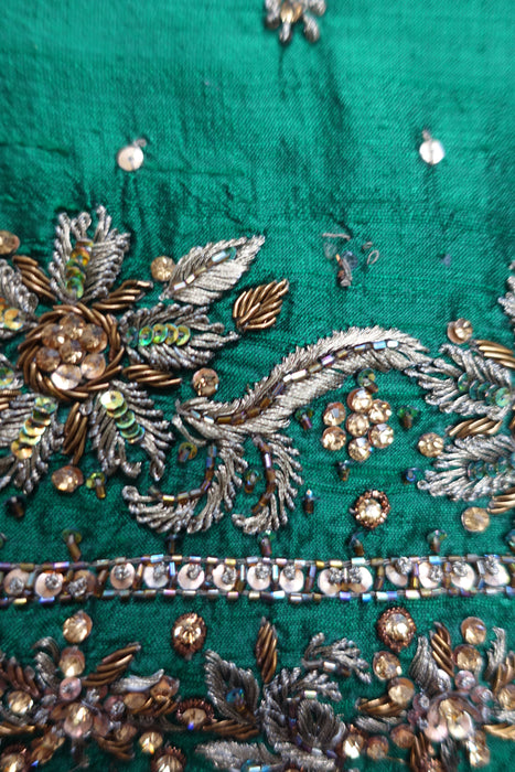 Forest Green Raw Silk Small Bag