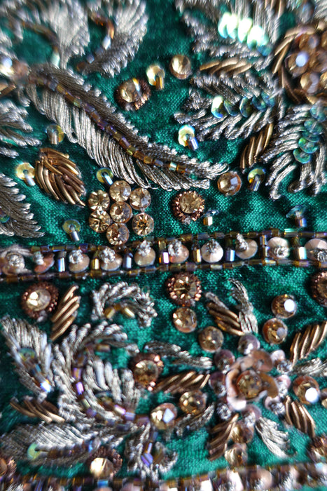 Forest Green Raw Silk Small Bag