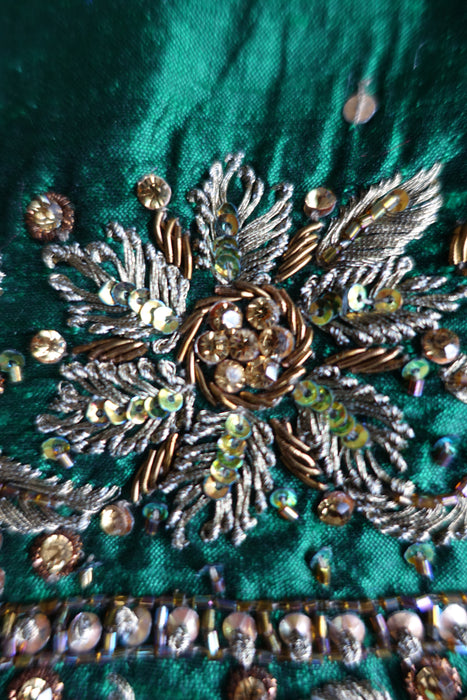 Forest Green Raw Silk Small Bag