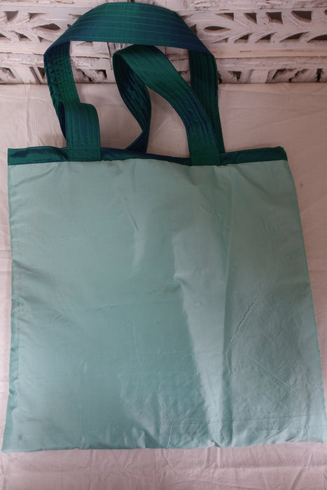 Baby Blue Pure Silk Large Tote Bag With Zardosi Work