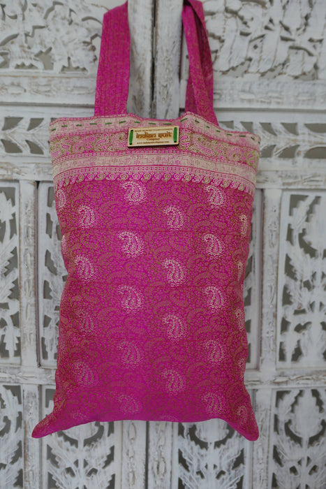 Pink Vintage Silk Brocade Bag
