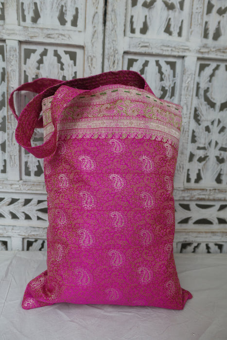Pink Vintage Silk Brocade Bag