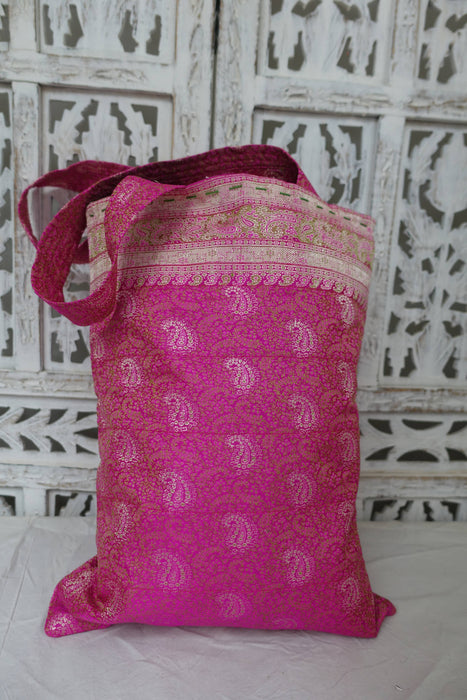 Pink Vintage Silk Brocade Bag