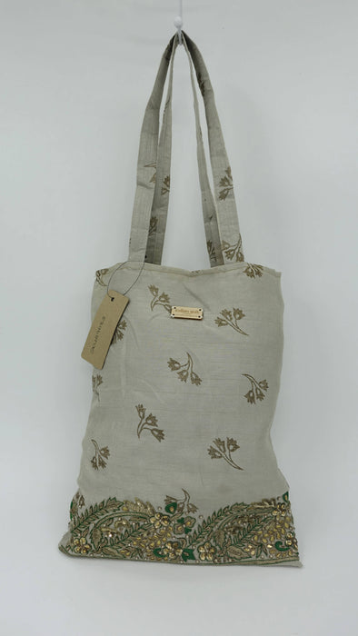 Cream Tissue Silk Tote Bag - New