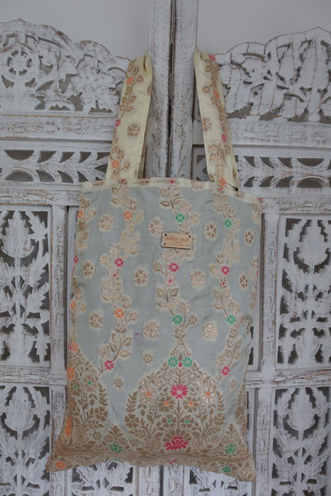 Cream And Gold Tote Bag - New