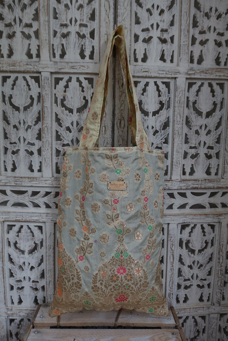 Cream And Gold Tote Bag - New