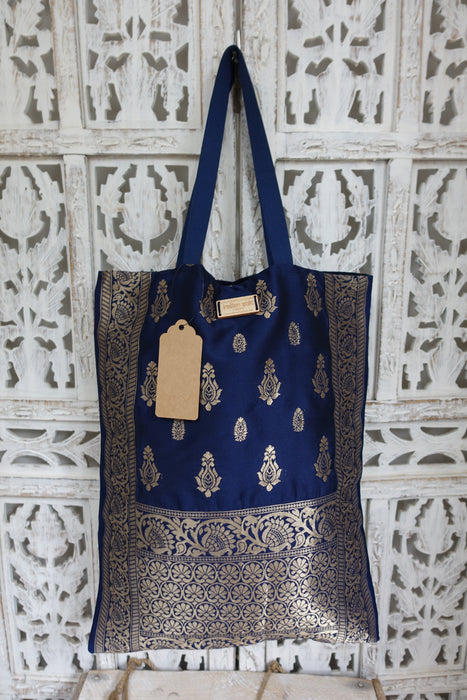 Blue Banarsi Tote Bag- New