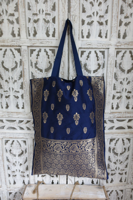 Blue Banarsi Tote Bag- New