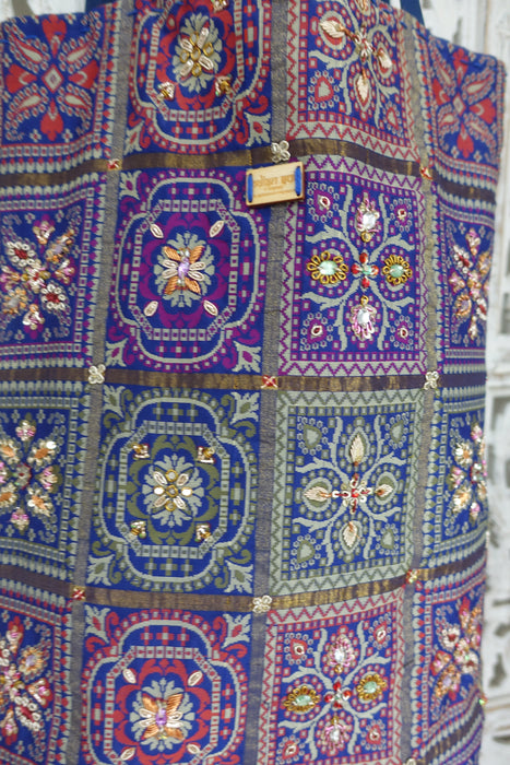 Blue Bandhani Print Tote Bag - New