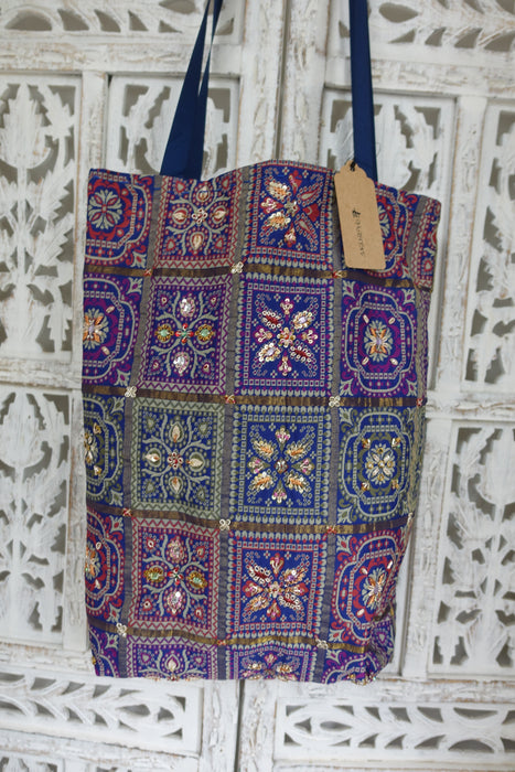 Blue Bandhani Print Tote Bag - New