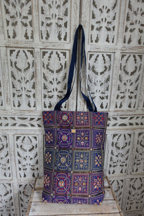 Blue Bandhani Print Tote Bag - New