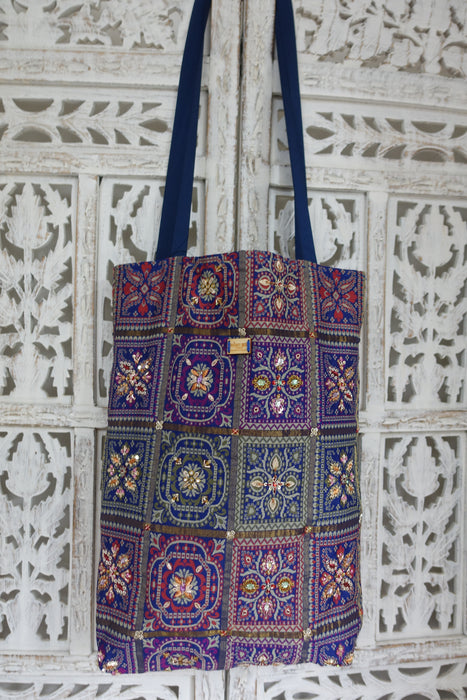 Blue Bandhani Print Tote Bag - New