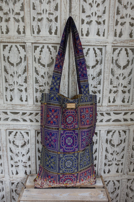 Blue Bandhani Print Tote Bag - New