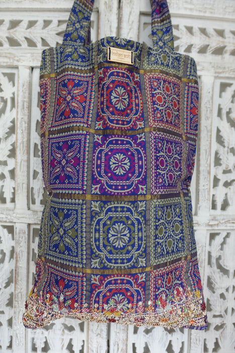 Blue Bandhani Print Tote Bag - New