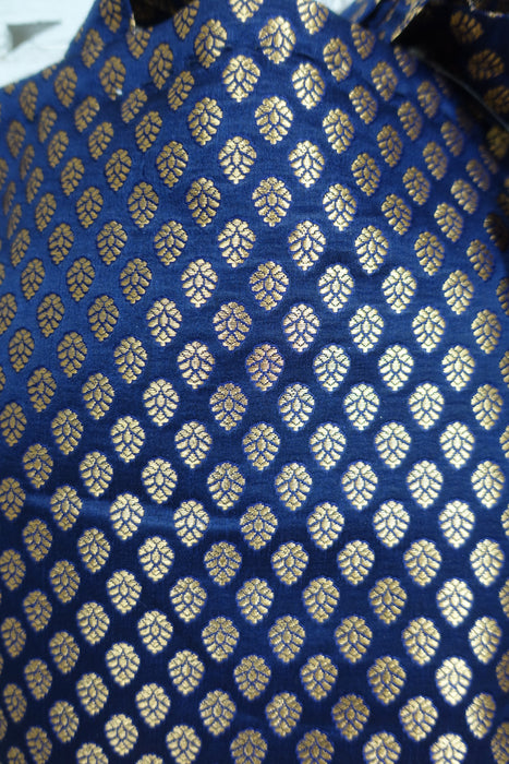 Blue Brocade Tote Bag- New