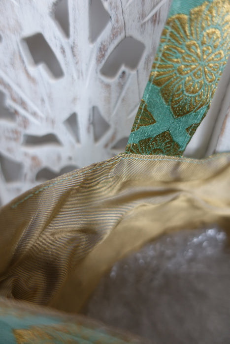 Pistachio Green Brocade Tote Bag - New