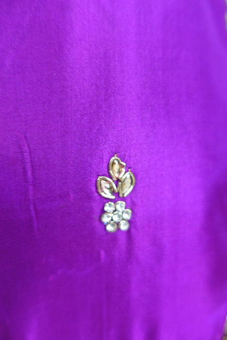 Purple Silk Embellished Tote Bag - New