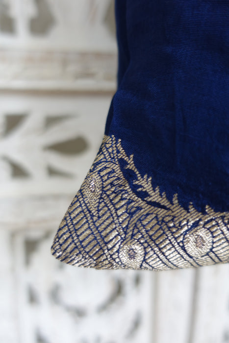 Blue Chanderi Silk Potli Bag - New