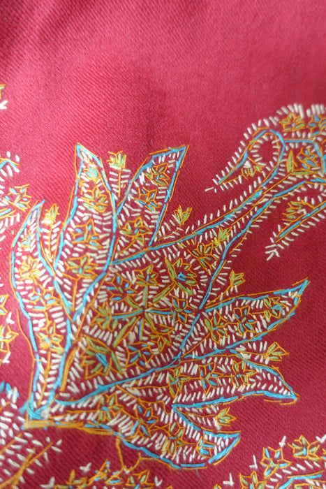 Maroon Wool Vintage Embroidered Tote Bag- New