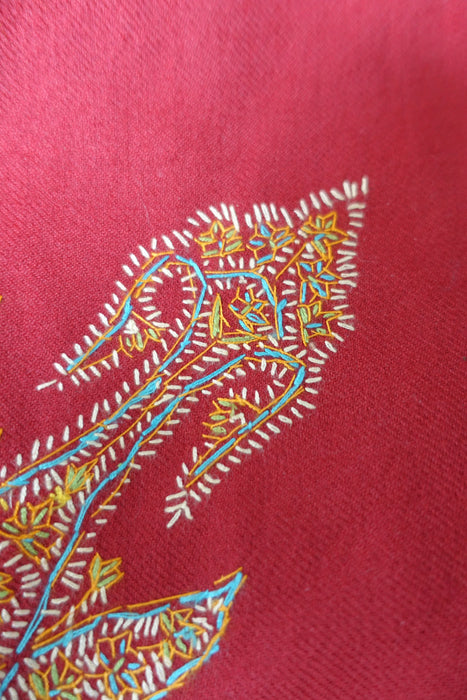 Maroon Wool Vintage Embroidered Tote Bag- New