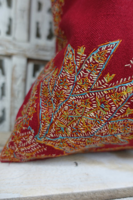 Maroon Wool Vintage Embroidered Tote Bag- New