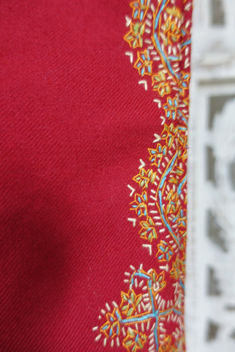 Maroon Wool Vintage Embroidered Tote Bag- New