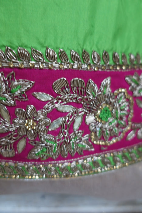 Green Silk Blend Embellished Tote Bag - New