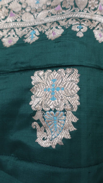 Green Vintage Pure Silk Handmade Quilted Bag