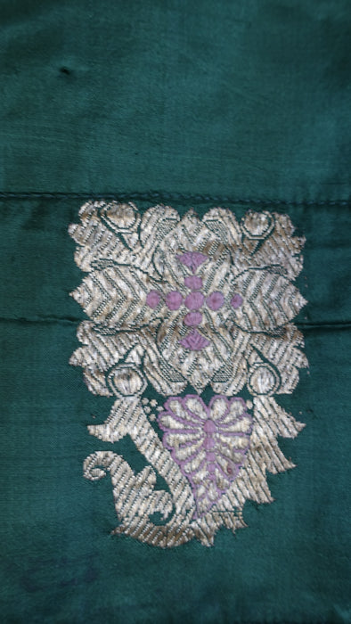 Green Vintage Pure Silk Handmade Quilted Bag