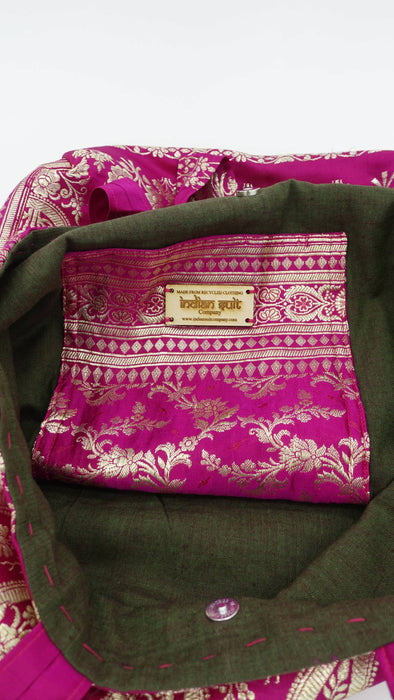 Hot Pink Vintage Banarsi Brocade Tote Bag