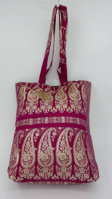 Hot Pink Vintage Banarsi Brocade Tote Bag