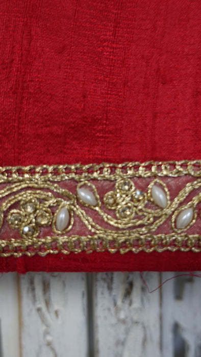 Small Red Raw Silk Effect Bag