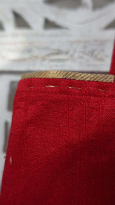 Small Red Raw Silk Effect Bag